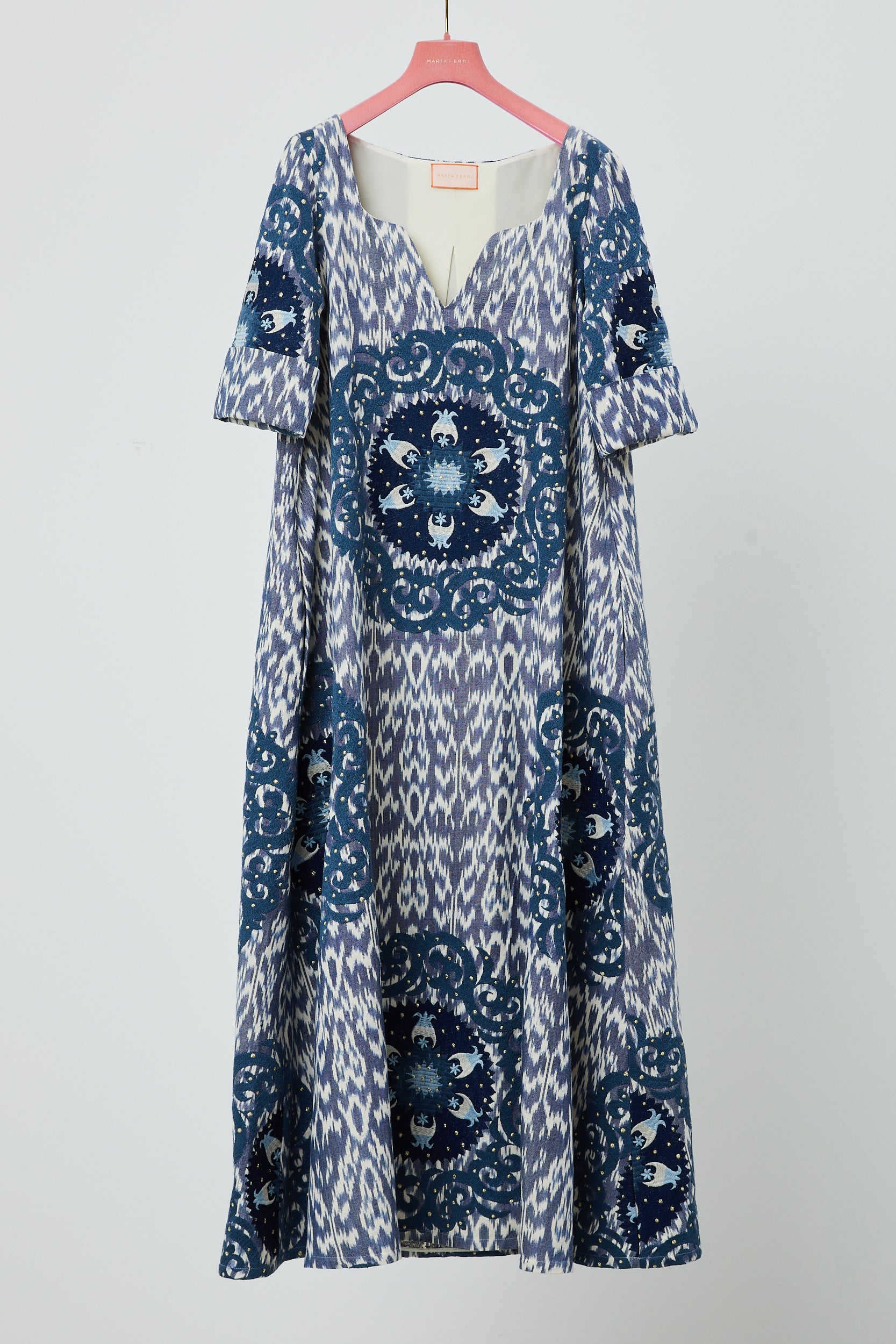 EMBROIDERED CAFTAN DRESS BLUE