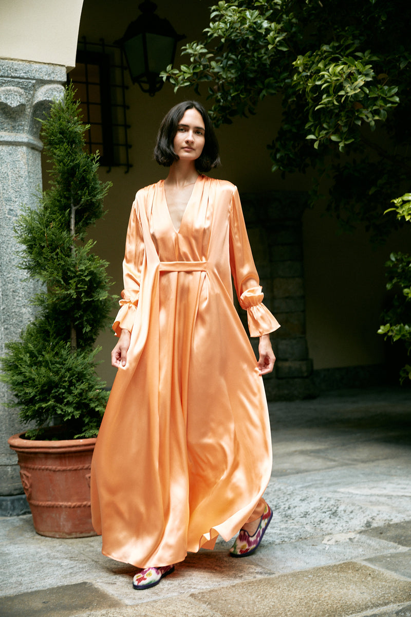 SILK CARAVAGGIO DRESS PEACH – ateliermartaferri